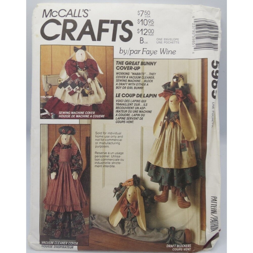 McCall's 5985 Bunny Cover Package Vacuum Cleaner Sewing Machine 90s Craft